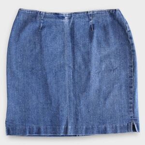 Lauren Womens Skirt Sz 14 Blue Denim Straight Short Classicore Preppy Schoolgirl